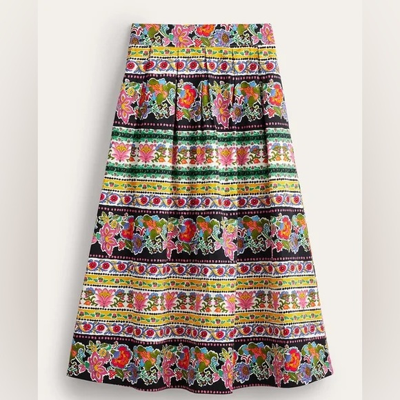 Boden Pleated Full Midi Skirt Multi, Tapestry Stripe - Picture 4 of 9